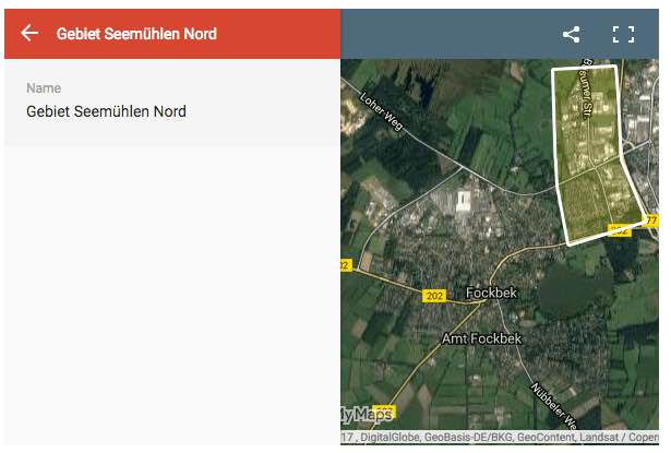 Kartenausschnitt der Eiderkom-Ausbaukarte für Seemühlen Nord